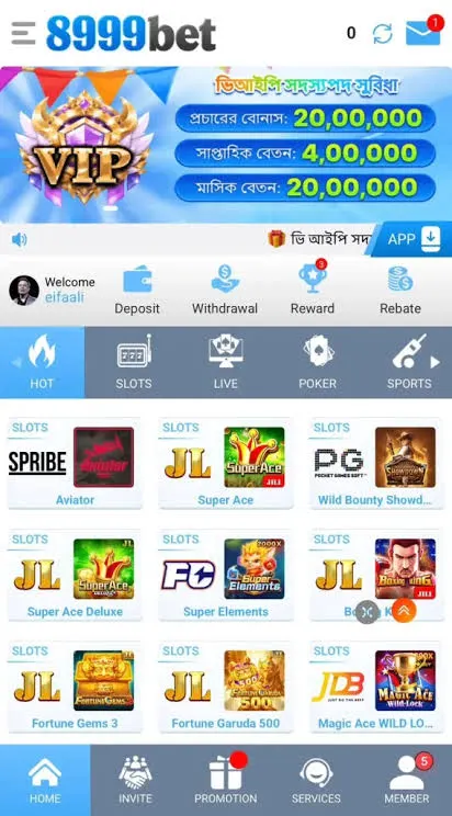 8999bet Interface